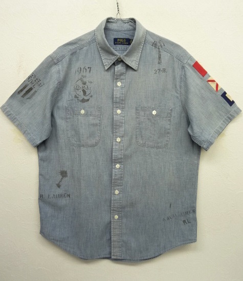 画像: RALPH LAUREN ステンシル入り 半袖 シャンブレーシャツ ブルー (NEW) 「S/S Shirt」 入荷しました。