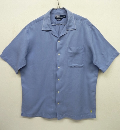 画像: 90'S RALPH LAUREN リネン/シルク 半袖 オープンカラーシャツ BLUE (VINTAGE) 「S/S Shirt」 入荷しました。