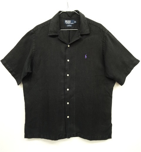 画像: 90'S RALPH LAUREN リネン 半袖 オープンカラーシャツ BLACK (VINTAGE) 「S/S Shirt」 入荷しました。