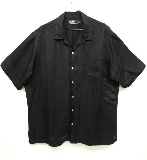 画像: 90'S RALPH LAUREN リネン/シルク 半袖 オープンカラーシャツ BLACK (VINTAGE) 「S/S Shirt」 入荷しました。