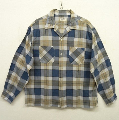 画像: 60'S W.T.GRANT CO レーヨン/コットン オープンカラーシャツ チェック柄 (VINTAGE) 「L/S Shirt」 入荷しました。