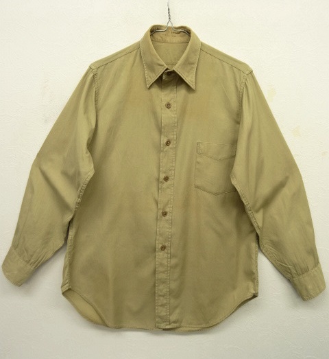 画像: 50'S アメリカ軍 US ARMY "STAND-UP COLLAR" ポプリンシャツ KHAKI (VINTAGE) 「L/S Shirt」 入荷しました。
