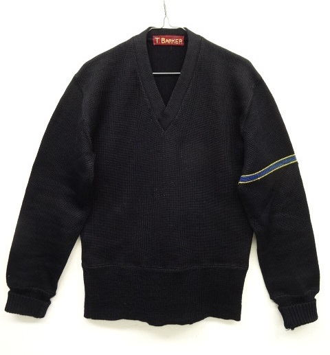画像: 60'S UNKNOWN 袖ライン入り Vネック ニット NAVY (VINTAGE) 「Knit」 入荷しました。