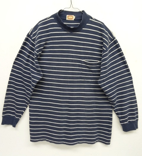 画像: 80'S BANANA REPUBLIC 初期タグ ポケット付き モックネック ロンT ボーダー柄 (VINTAGE) 「T-Shirt」 入荷しました。
