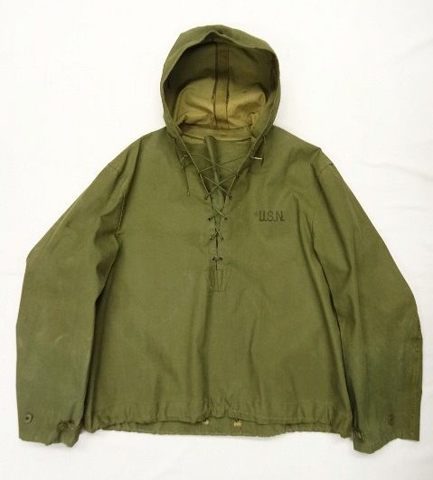画像: 40'S アメリカ軍 US NAVY レースアップ デッキ レインパーカー (VINTAGE) 「Jacket」 入荷しました。