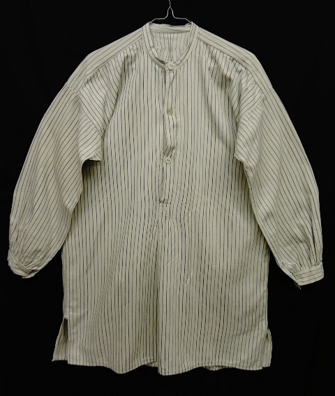 画像: ユーロヴィンテージ スタンドカラー グランパシャツ ホワイト/ブルー ストライプ (VINTAGE) 「L/S Shirt」 入荷しました。