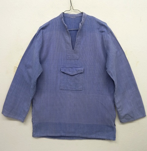 画像: ユーロヴィンテージ フロントポケット付き フィッシャーマンシャツ ブルーストライプ (VINTAGE) 「L/S Shirt」 入荷しました。