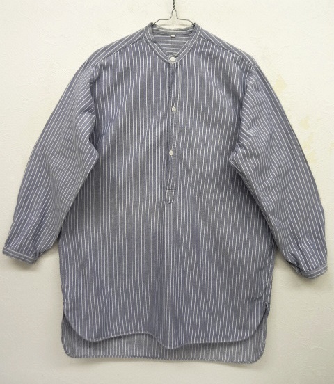 画像: ユーロヴィンテージ スタンドカラー グランパシャツ ブルー/ホワイト ストライプ (VINTAGE) 「L/S Shirt」 入荷しました。
