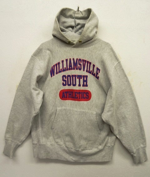 画像: 90'S CHAMPION "3段プリント" 刺繍タグ リバースウィーブ パーカー ヘザーグレー USA製 (VINTAGE) 「Parka」 入荷しました。