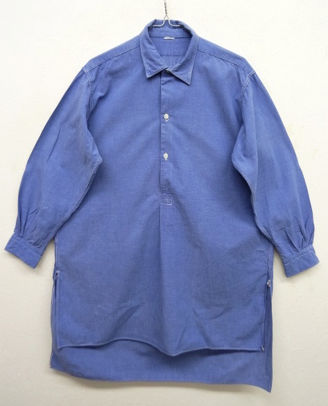 画像: ユーロヴィンテージ マチ付き グランパシャツ ブルー (VINTAGE) 「L/S Shirt」 入荷しました。