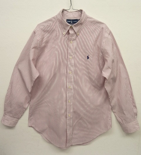 画像: RALPH LAUREN 長袖 BDシャツ WHITE/RED ストライプ柄 (USED) 「L/S Shirt」 入荷しました。