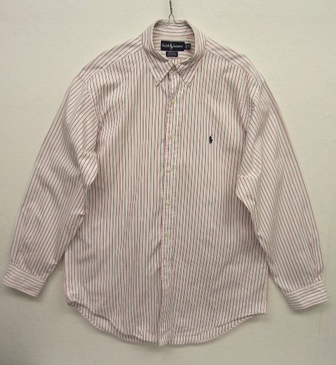 画像: RALPH LAUREN 長袖 BDシャツ WHITE/RED & BLUE ストライプ柄 (USED) 「L/S Shirt」 入荷しました。