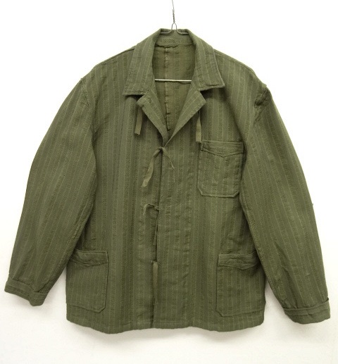 画像: ブルガリア軍 スリーピングシャツ オリーブ染 ストライプ (VINTAGE) 「Jacket」 入荷しました。