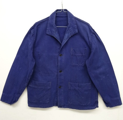 画像: ユーロワーク イタリアンカラー ワークジャケット カバーオール ブルー (VINTAGE) 「Jacket」 入荷しました。