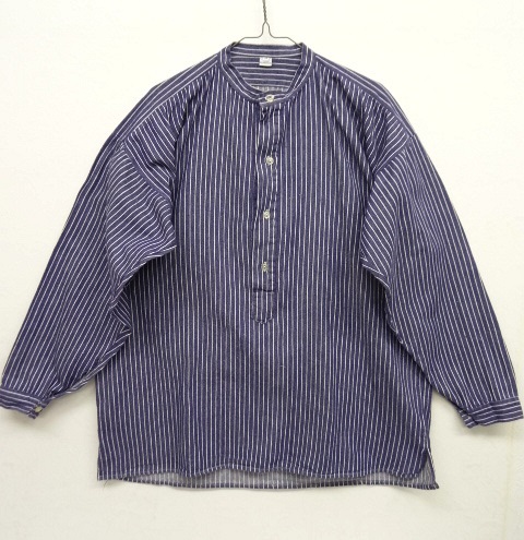 画像: ユーロヴィンテージ スタンドカラー フィッシャーマンシャツ インディゴ ストライプ (VINTAGE) 「L/S Shirt」 入荷しました。
