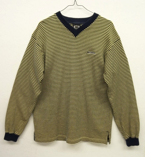 画像: 90'S VANS Vネック 長袖 Tシャツ イエロー/ネイビー ボーダー柄 (VINTAGE) 「T-Shirt」 入荷しました。