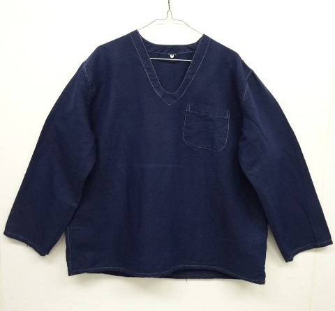 画像: ハンガリー軍 リネン Vネック スリーピングシャツ ネイビー染 (VINTAGE) 「L/S Shirt」 入荷しました。