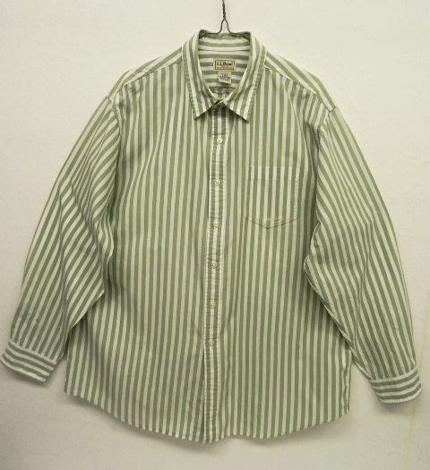 画像: LL Bean 長袖 ストライプシャツ ライトグリーン/ホワイト (USED) 「L/S Shirt」 入荷しました。