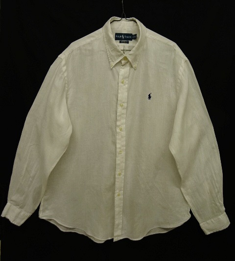 画像: 90'S RALPH LAUREN "CUSTOM FIT" リネン 長袖 BDシャツ WHITE (VINTAGE) 「L/S Shirt」 入荷しました。