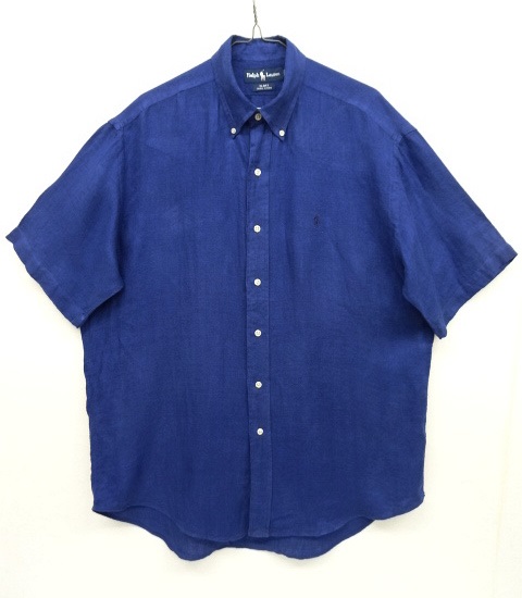 画像: 90'S RALPH LAUREN "BLAKE" リネン 半袖 BDシャツ 同色ロゴ BLUE (VINTAGE) 「S/S Shirt」 入荷しました。
