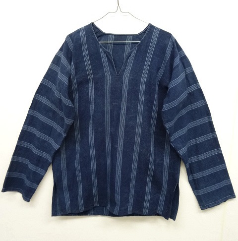 画像: ユーロヴィンテージ フィッシャーマンスモック インディゴ/ストライプ (VINTAGE) 「L/S Shirt」 入荷しました。