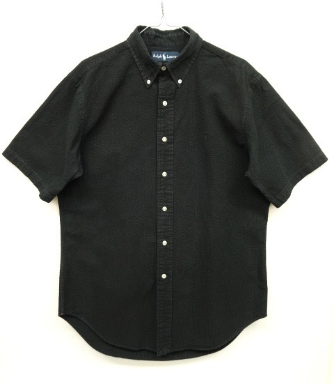 画像: 90'S RALPH LAUREN "CLASSIC FIT" シアサッカー 半袖 BDシャツ 同色ロゴ BLACK (VINTAGE) 「S/S Shirt」 入荷しました。