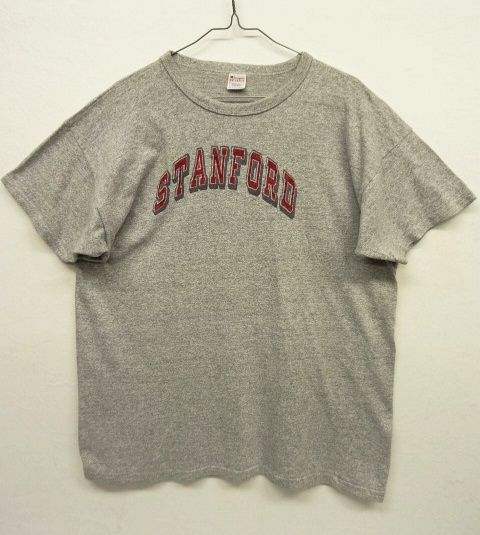 画像: 80'S CHAMPION トリコタグ 染み込み＋フロッキープリント 88/12 Tシャツ 杢グレー USA製 (VINTAGE) 「T-Shirt」 入荷しました。