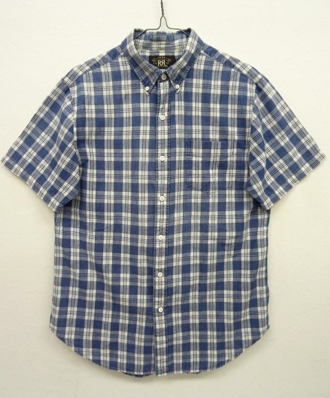 画像: RRL 半袖 BDシャツ インディゴ/ホワイト チェック柄 (USED) 「S/S Shirt」 入荷しました。