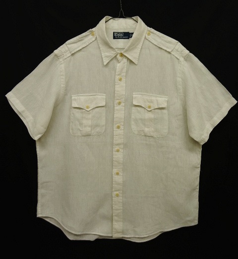 画像: 90'S RALPH LAUREN リネン 半袖 サファリシャツ WHITE (VINTAGE) 「S/S Shirt」 入荷しました。