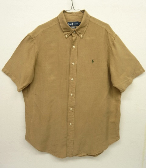 画像: 90'S RALPH LAUREN "CLASSIC FIT" リネン./シルク 半袖 BDシャツ BEIGE (VINTAGE) 「S/S Shirt」 入荷しました。