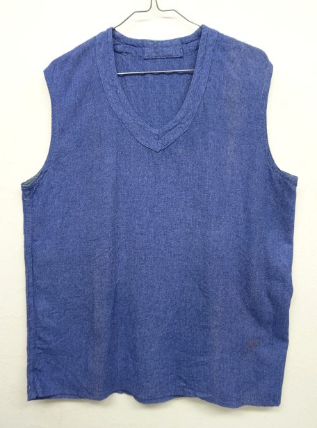 画像: 50'S フランス軍 Vネック ホスピタルベスト BLUE (VINTAGE) 「No Sleeve」 入荷しました。