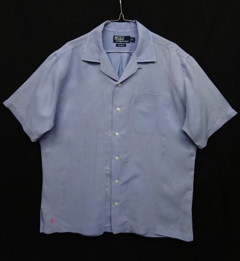 画像: 90'S RALPH LAUREN "CALDWELL" シルク/リネン 半袖 オープンカラーシャツ SAX (VINTAGE) 「S/S Shirt」 入荷しました。