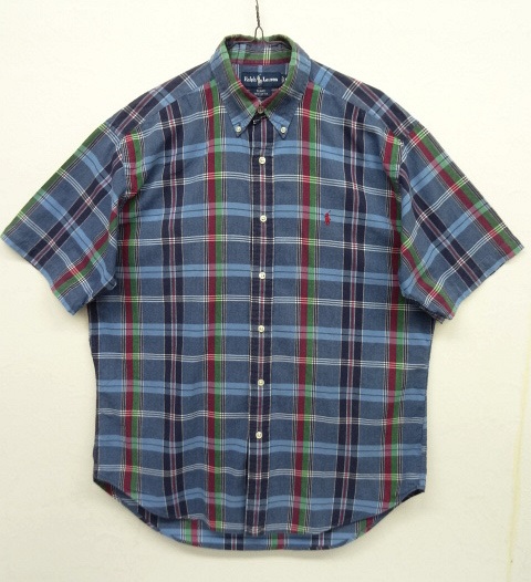 画像: 90'S RALPH LAUREN "BLAKE" マドラスチェック 半袖 BDシャツ インド製 (VINTAGE) 「S/S Shirt」 入荷しました。