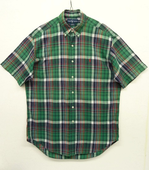 画像: 90'S RALPH LAUREN "BLAKE" マドラスチェック 半袖 BDシャツ インド製 (VINTAGE) 「S/S Shirt」 入荷しました。