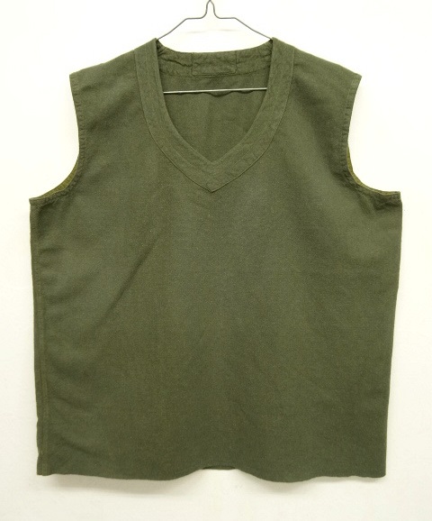 画像: 50'S フランス軍 Vネック ホスピタルベスト OLIVE (VINTAGE) 「No Sleeve」 入荷しました。