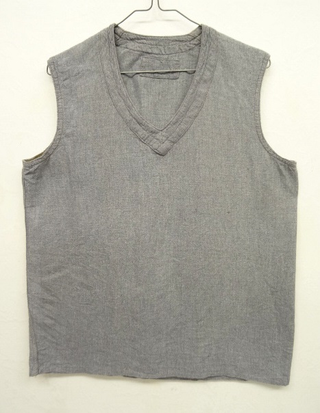 画像: 50'S フランス軍 Vネック ホスピタルベスト LT GREY (VINTAGE) 「No Sleeve」 入荷しました。