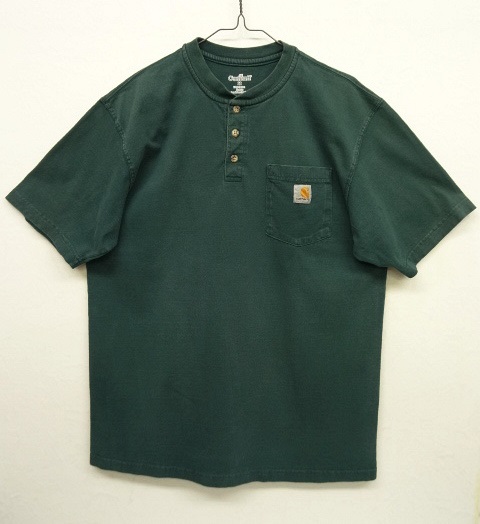 画像: CARHARTT ポケット付き ヘンリーネック 半袖 Tシャツ DK GREEN (USED) 「T-Shirt」 入荷しました。