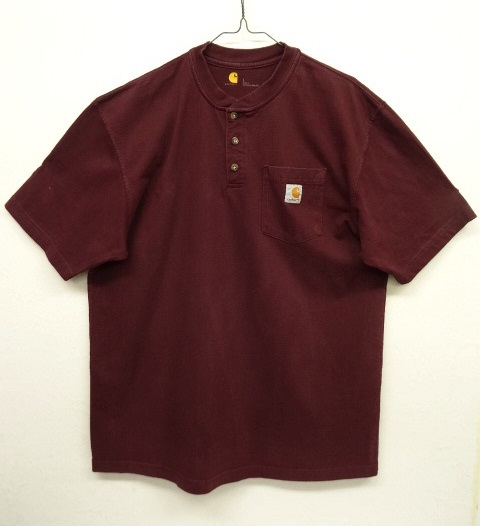 画像: CARHARTT ポケット付き ヘンリーネック 半袖 Tシャツ BURGUNDY (USED) 「T-Shirt」 入荷しました。
