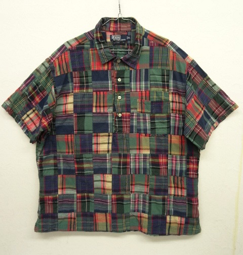 画像: 90'S RALPH LAUREN "CLARENCE SPORT" マドラスチェック 半袖 パッチワークシャツ インド製 (VINTAGE) 「S/S Shirt」 入荷しました。