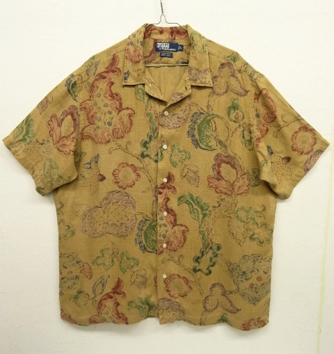 画像: 90'S RALPH LAUREN "CLAYTON" リネン 半袖 オープンカラーシャツ BEIGE フラワー柄 (VINTAGE) 「S/S Shirt」 入荷しました。