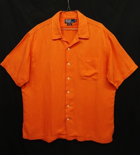 画像: 90'S RALPH LAUREN シルク/リネン 半袖 オープンカラーシャツ ORANGE (VINTAGE) 「S/S Shirt」 入荷しました。