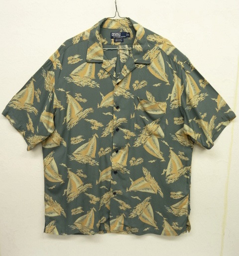 画像: 90'S RALPH LAUREN "CALDWELL" レーヨン 半袖 オープンカラーシャツ BLUE ヨット柄 (VINTAGE) 「S/S Shirt」 入荷しました。