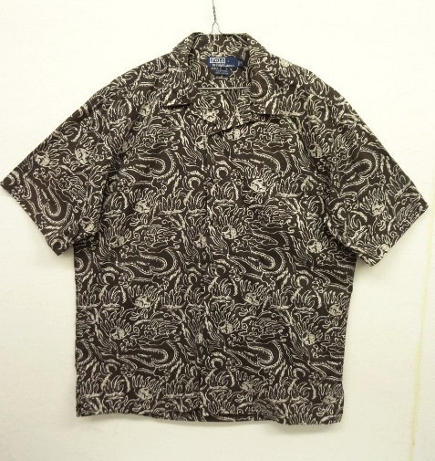 画像: 90'S RALPH LAUREN "CLAYTON" コットン 半袖 オープンカラーシャツ BLACK ドラゴン柄 (VINTAGE) 「S/S Shirt」 入荷しました。