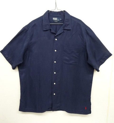 画像: 90'S RALPH LAUREN "CALDWELL" シルク/リネン 半袖 オープンカラーシャツ NAVY (VINTAGE) 「S/S Shirt」 入荷しました。