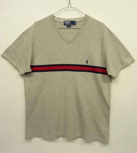 画像: 90'S RALPH LAUREN Vネック ライン入り 鹿の子 Tシャツ (VINTAGE) 「T-Shirt」 入荷しました。