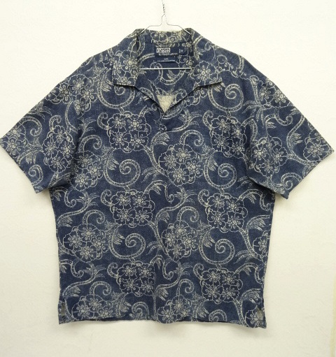 画像: 90'S RALPH LAUREN "SAIL" リネン/コットン 半袖 オープンカラーシャツ インディゴ総柄 (VINTAGE) 「S/S Shirt」 入荷しました。