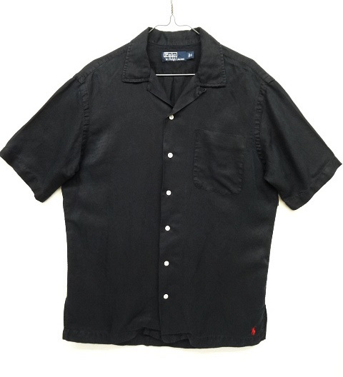 画像: 90'S RALPH LAUREN シルク/リネン 半袖 オープンカラーシャツ ブラック (VINTAGE) 「S/S Shirt」 入荷しました。