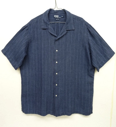 画像: 90'S RALPH LAUREN "CALDWELL" リネン 半袖 オープンカラーシャツ インディゴストライプ (VINTAGE) 「S/S Shirt」 入荷しました。