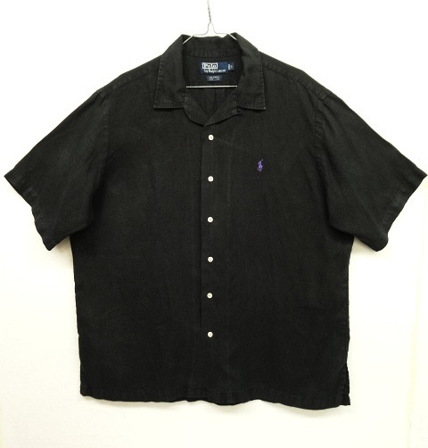 画像: 90'S RALPH LAUREN "CALDWELL" リネン 半袖 オープンカラーシャツ BLACK (VINTAGE) 「S/S Shirt」 入荷しました。