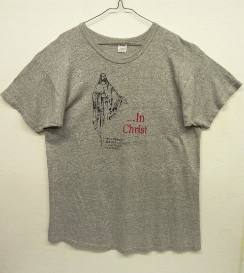 画像: 80'S CHAMPION トリコタグ 染み込みプリント 88/12 Tシャツ 杢グレー USA製 (VINTAGE) 「T-Shirt」 入荷しました。